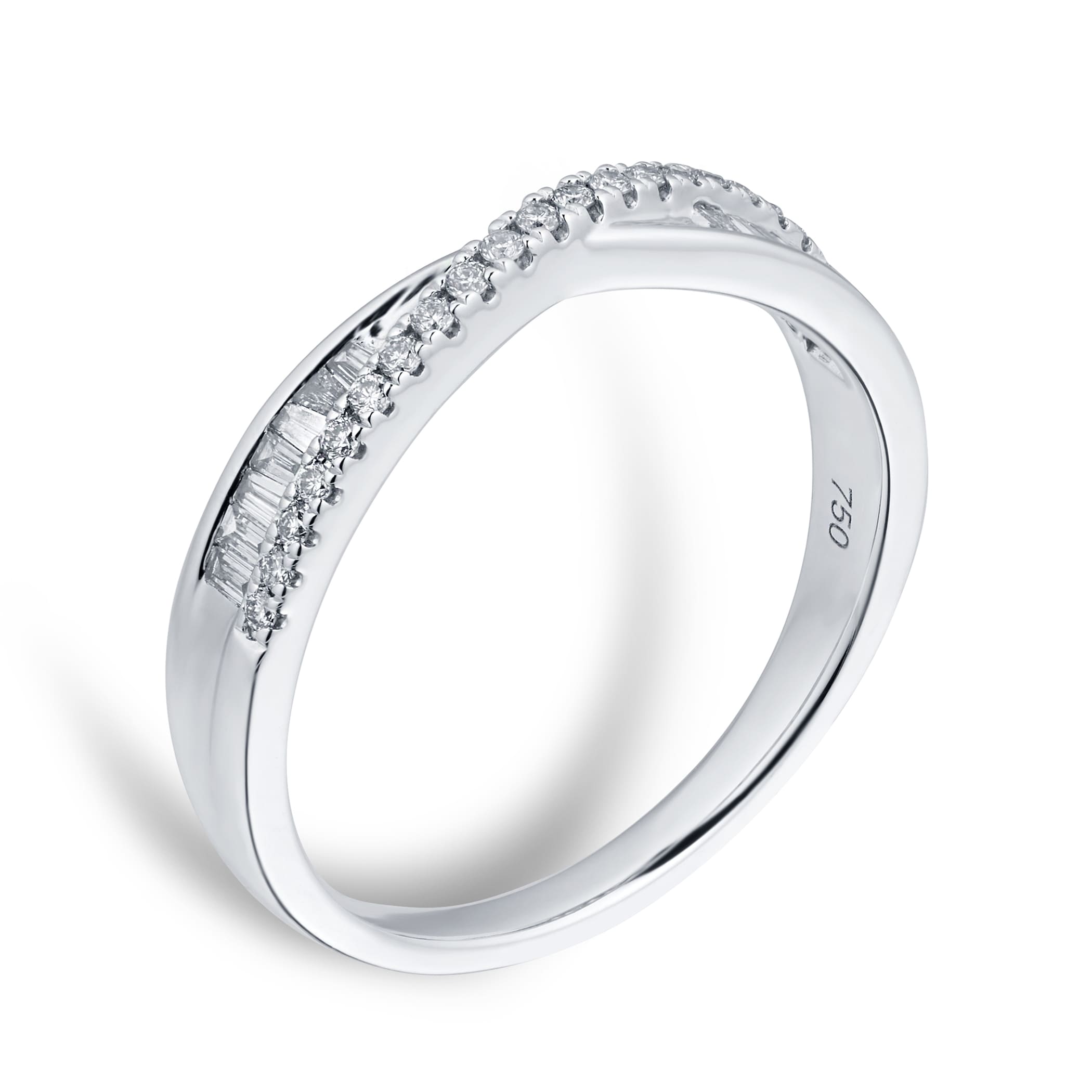 Goldsmiths 18ct White Gold Cross Over 0.25ct Diamond Ring - Ring Size P Goldsmiths 18ct White Gold Cross Over 0.25ct Diamond Ring - Ring Size P