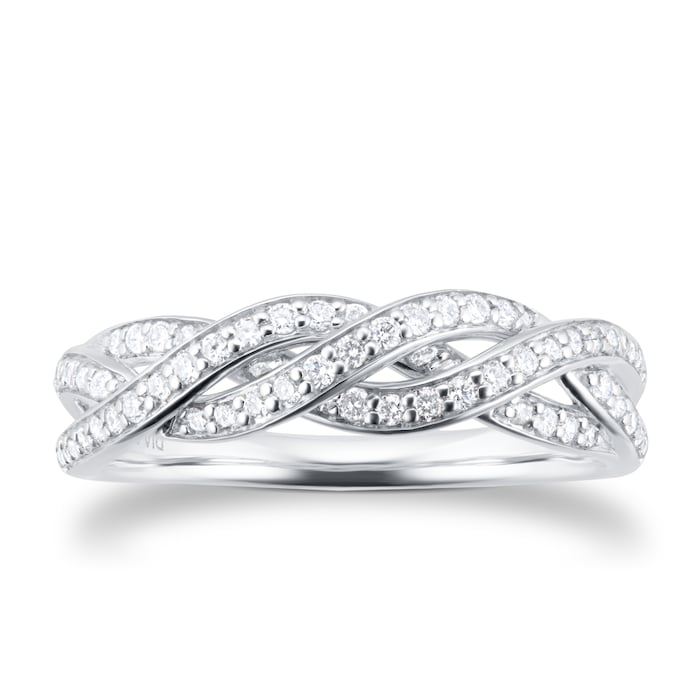 Goldsmiths 9ct White Gold 0.30cttw Twist Style Diamond Eternity Ring