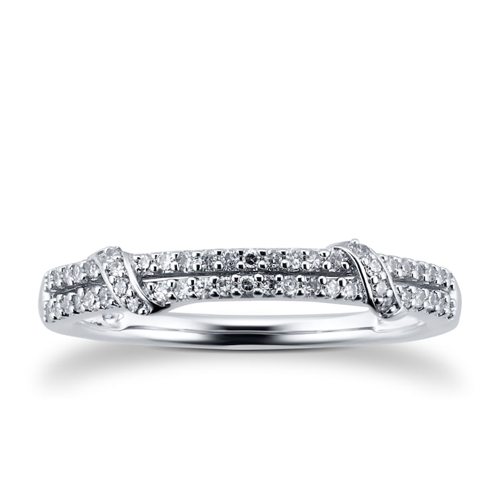 Goldsmiths 9ct White Gold 0.15cttw Diamond Rope Wrap Eternity Ring - Ring Size O