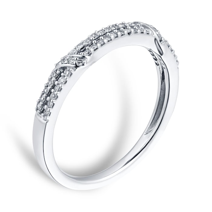 Goldsmiths 9ct White Gold 0.15cttw Diamond Rope Wrap Eternity Ring - Ring Size O