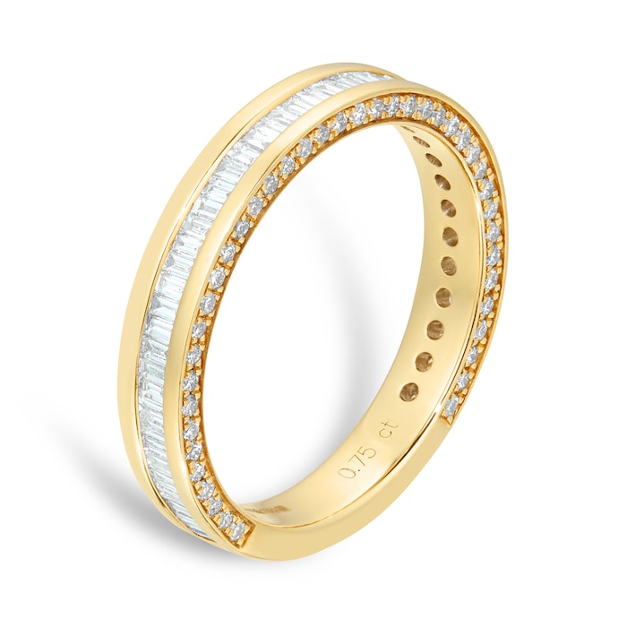 Mappin & Webb 18ct Yellow Gold 0.75cttw Baguette Cut Channel Set Eternity Ring - Ring Size I