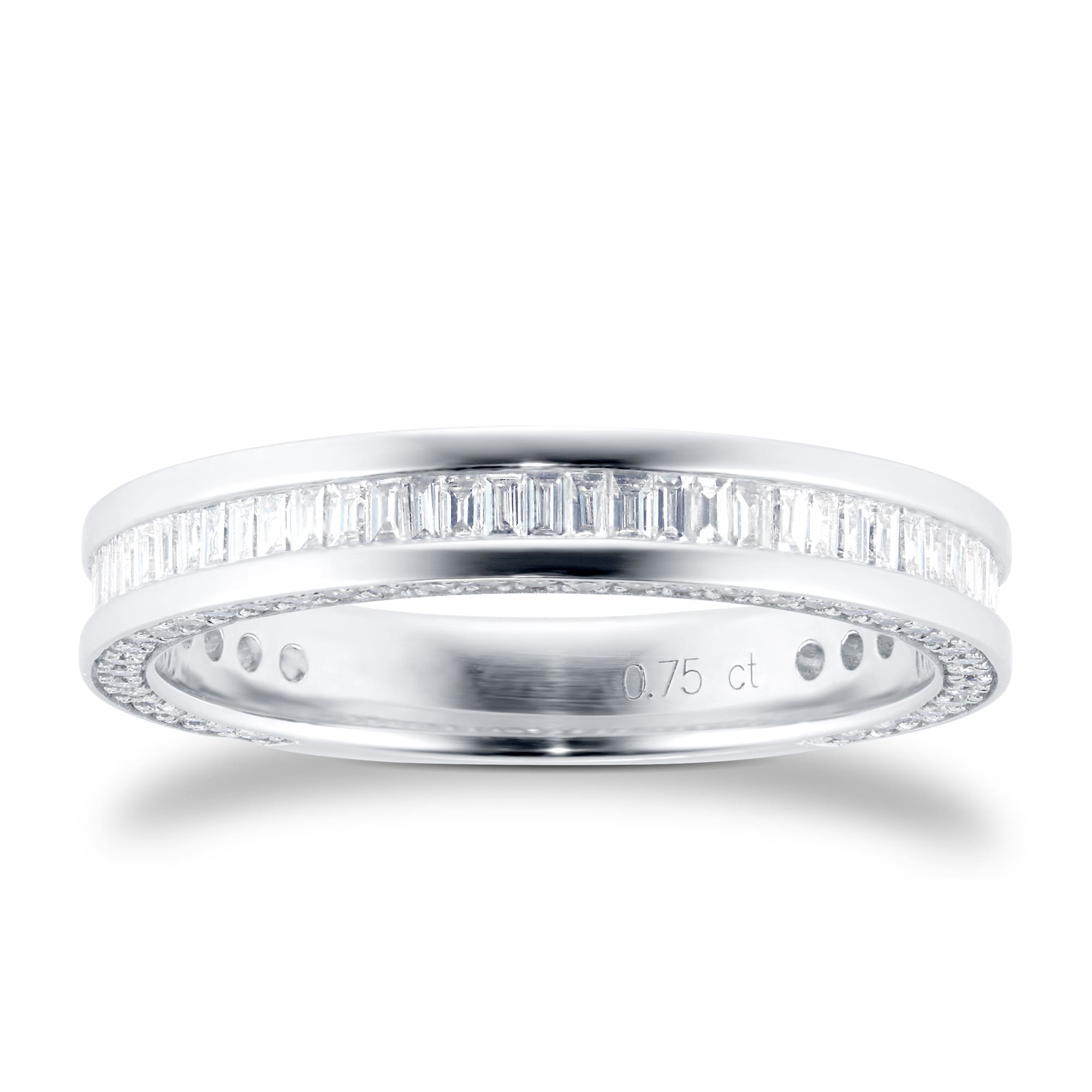 Platinum 0.75cttw Baguette Cut Channel Set Eternity Ring - Ring Size M