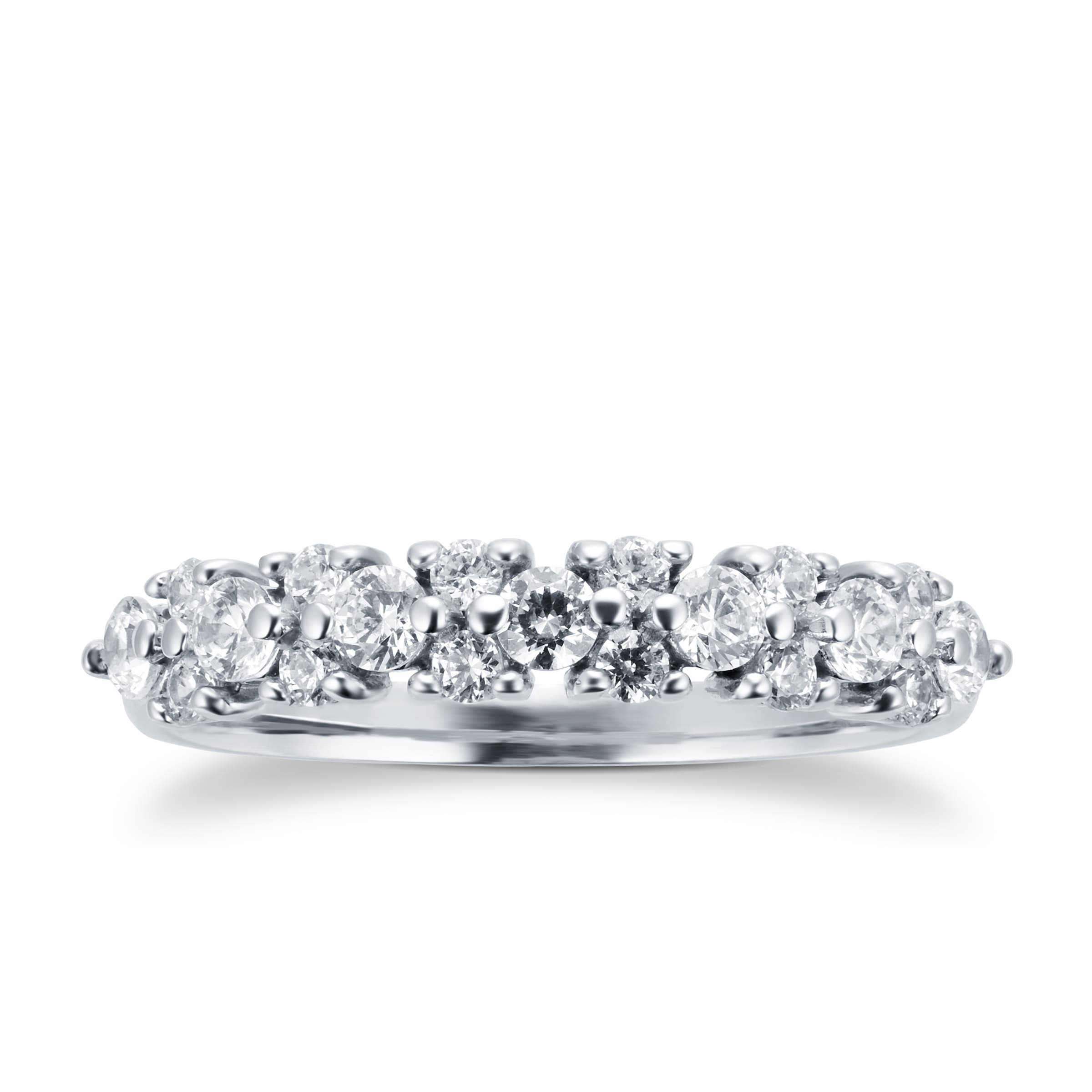 Platinum 0.50ct Flower Cluster Eternity Rings - Ring Size O