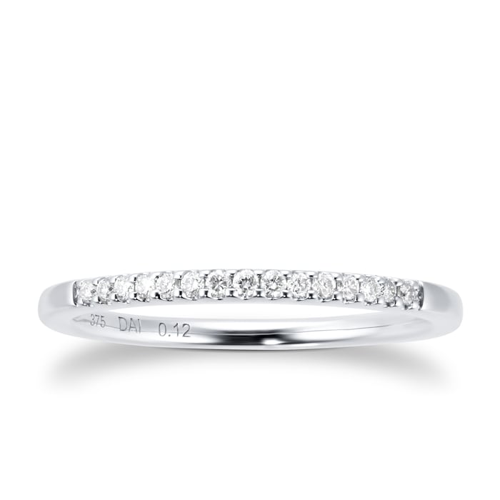 Goldsmiths 9ct White Gold 0.12cttw Thin Stacker Eternity Ring - Ring Size N