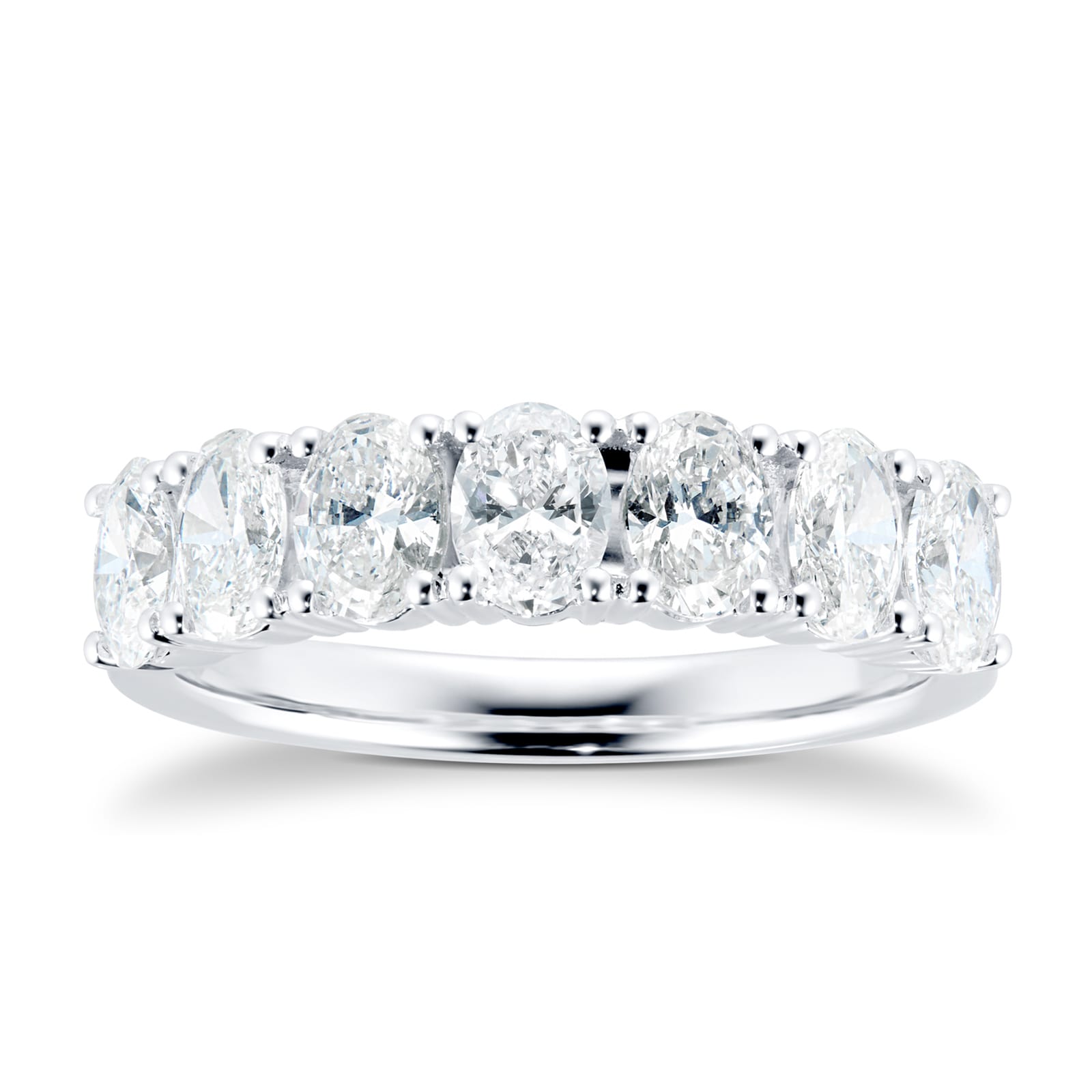 Platinum 1.50ct 7 Stone Oval Claw Set Eternity Ring - Ring Size N