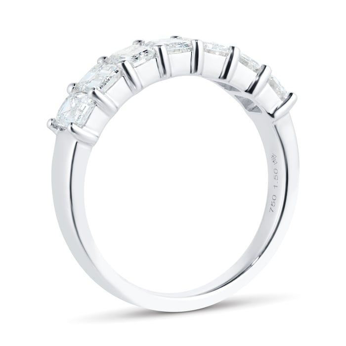 Goldsmiths Platinum 1.50ct 7 stone Emerald Claw Set Eternity Ring - Ring Size Q