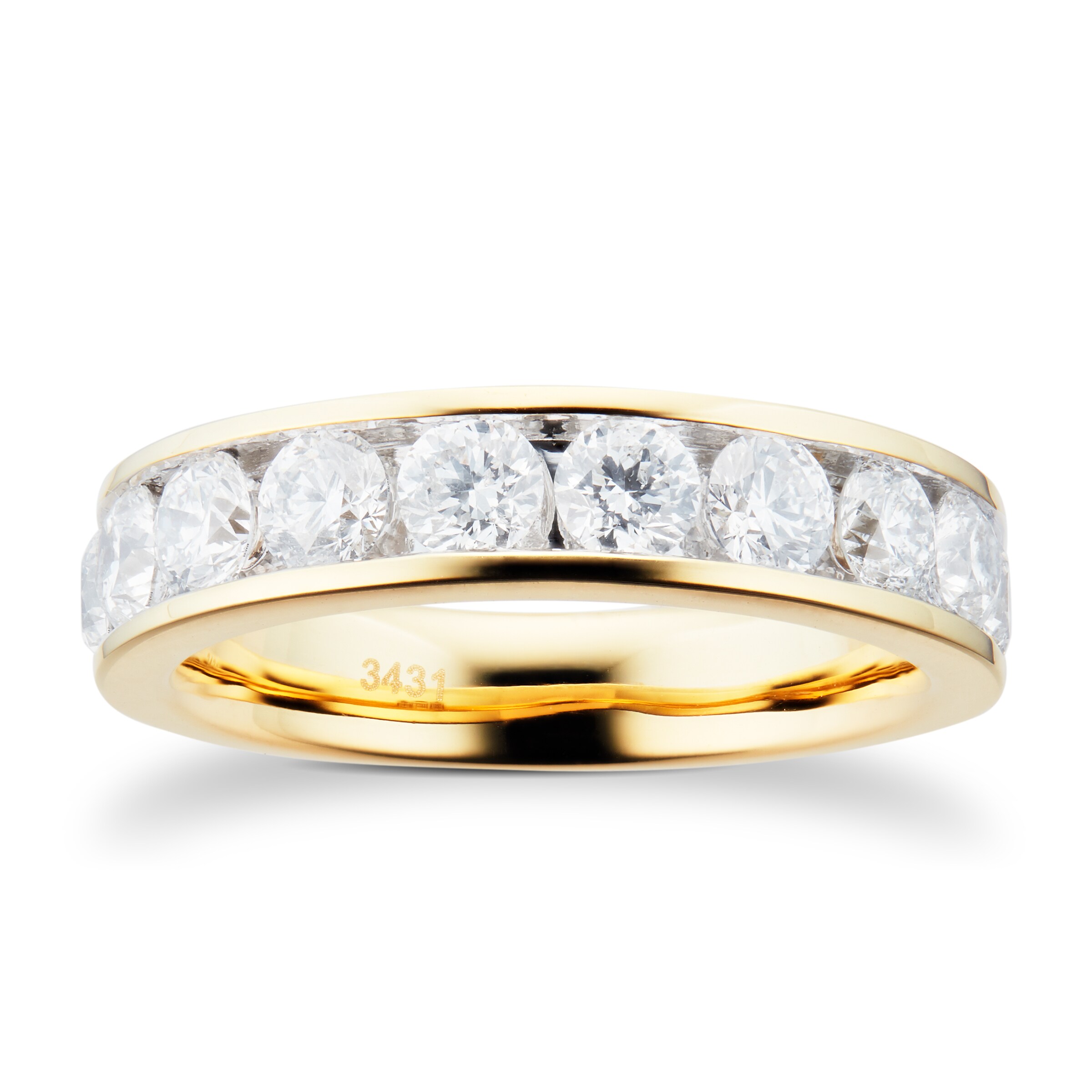 18ct Yellow Gold 1.50ct Brilliant Cut Goldsmiths Brightest Diamond Eternity Ring - Ring Size O
