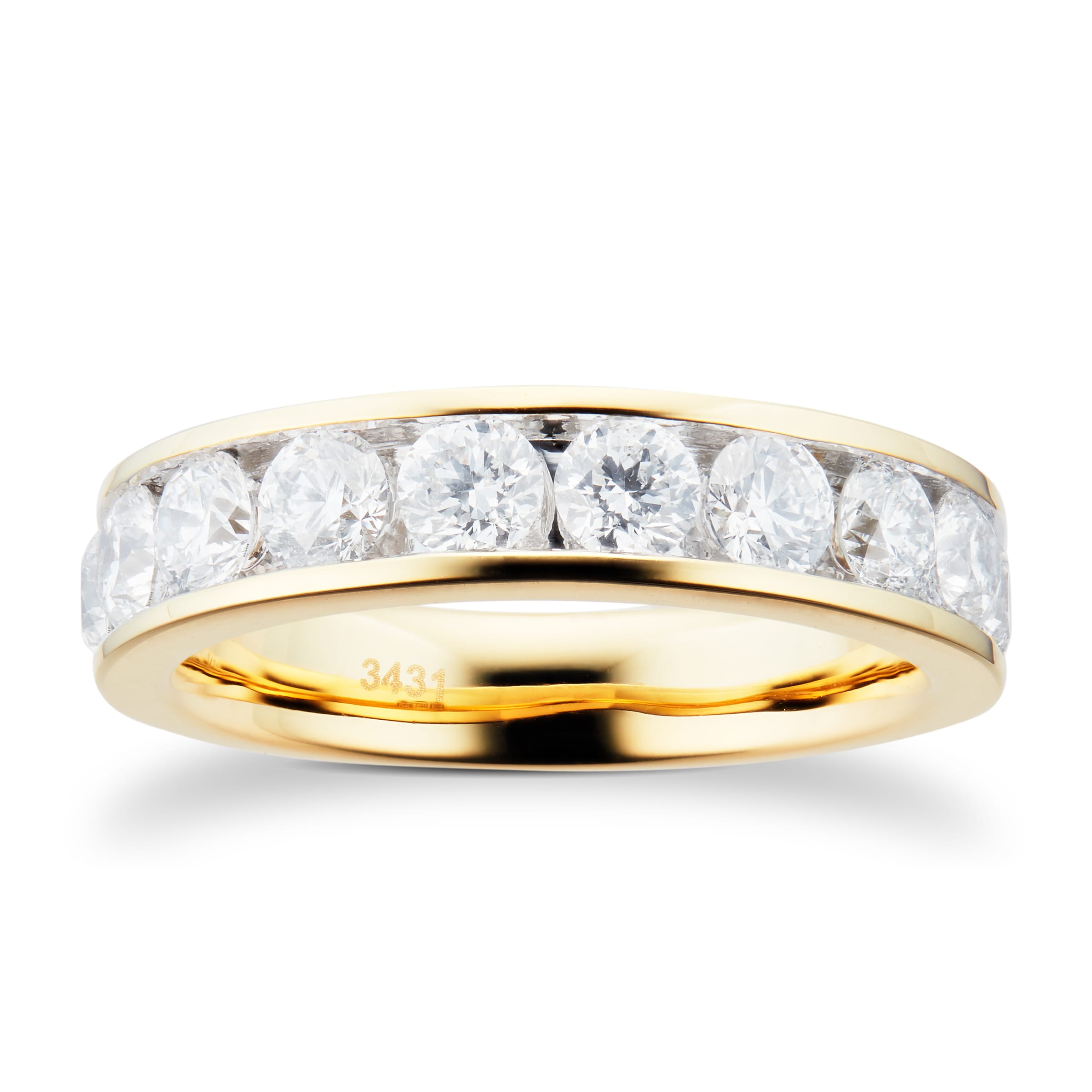 18ct Yellow Gold 1.50ct Brilliant Cut Goldsmiths Brightest Diamond Eternity Ring - Ring Size K