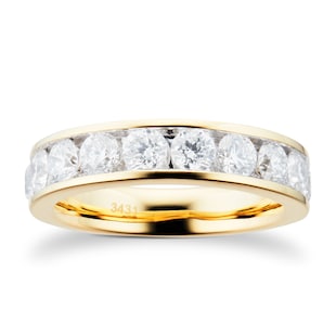 Goldsmiths 18ct Yellow Gold 1.50cttw Brilliant Cut Channel Set Diamond Eternity Ring