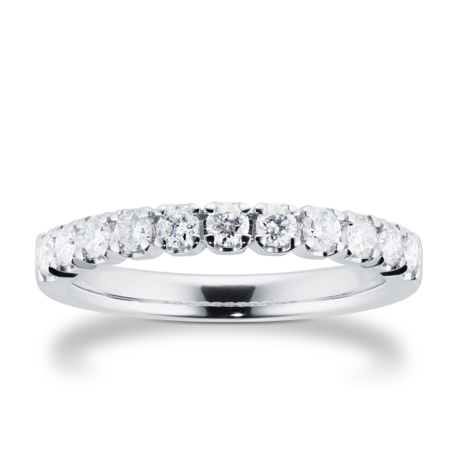 Goldsmiths 18ct White Gold 0.50cttw Claw Set Eternity Ring - Ring Size M Goldsmiths 18ct White Gold 0.50cttw Claw Set Eternity Ring - Ring Size M
