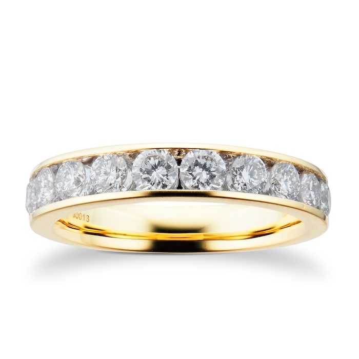 Goldsmiths 18ct Yellow Gold 1.00ct Brilliant Cut Goldsmiths Brightest Diamond Eternity Ring - Ring Size O