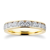 Goldsmiths 18ct Yellow Gold 1.00ct Brilliant Cut Goldsmiths Brightest Diamond Eternity Ring - Ring Size P