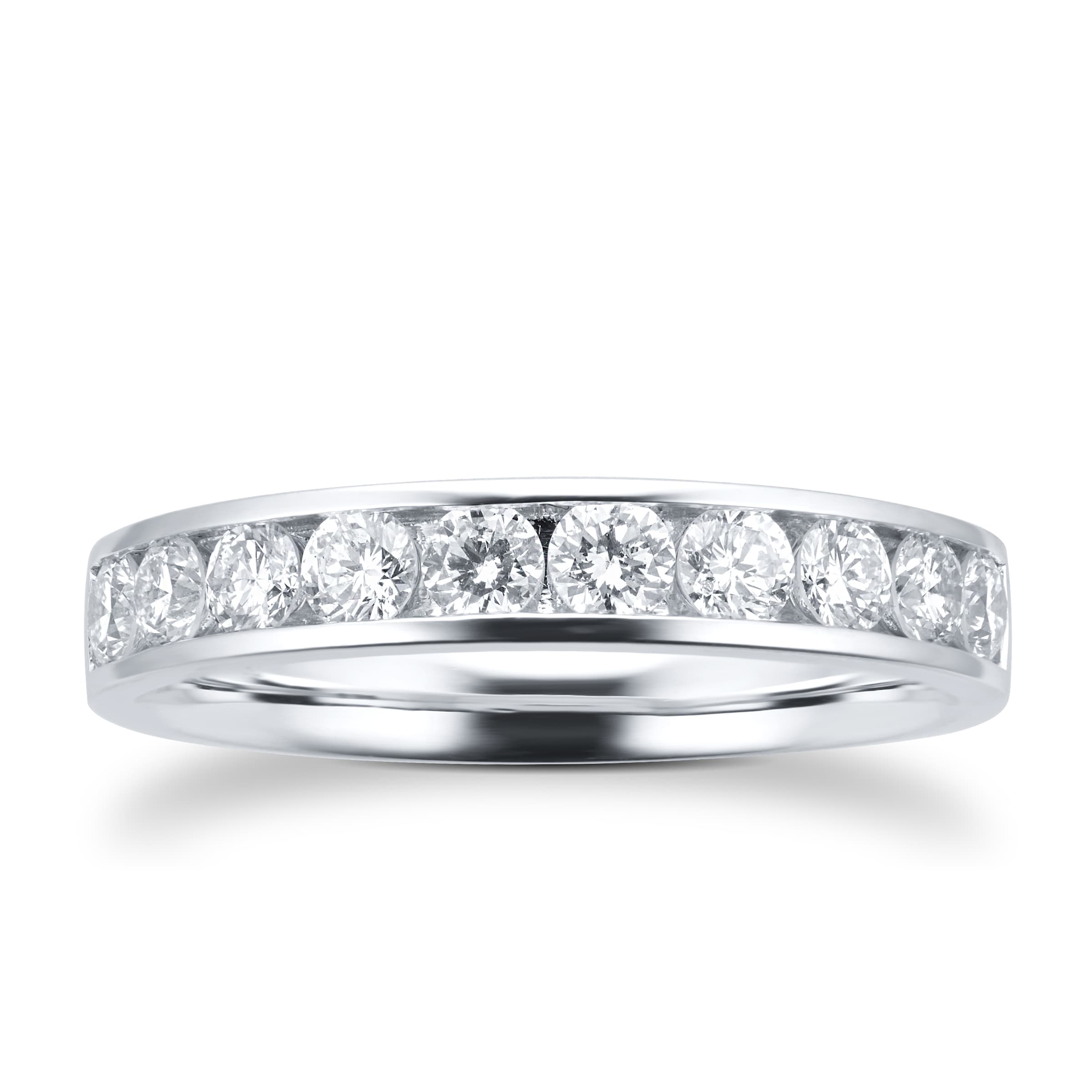 18ct White Gold 0.75ct Brilliant Cut Goldsmiths Brightest Diamond Eternity Ring - Ring Size I