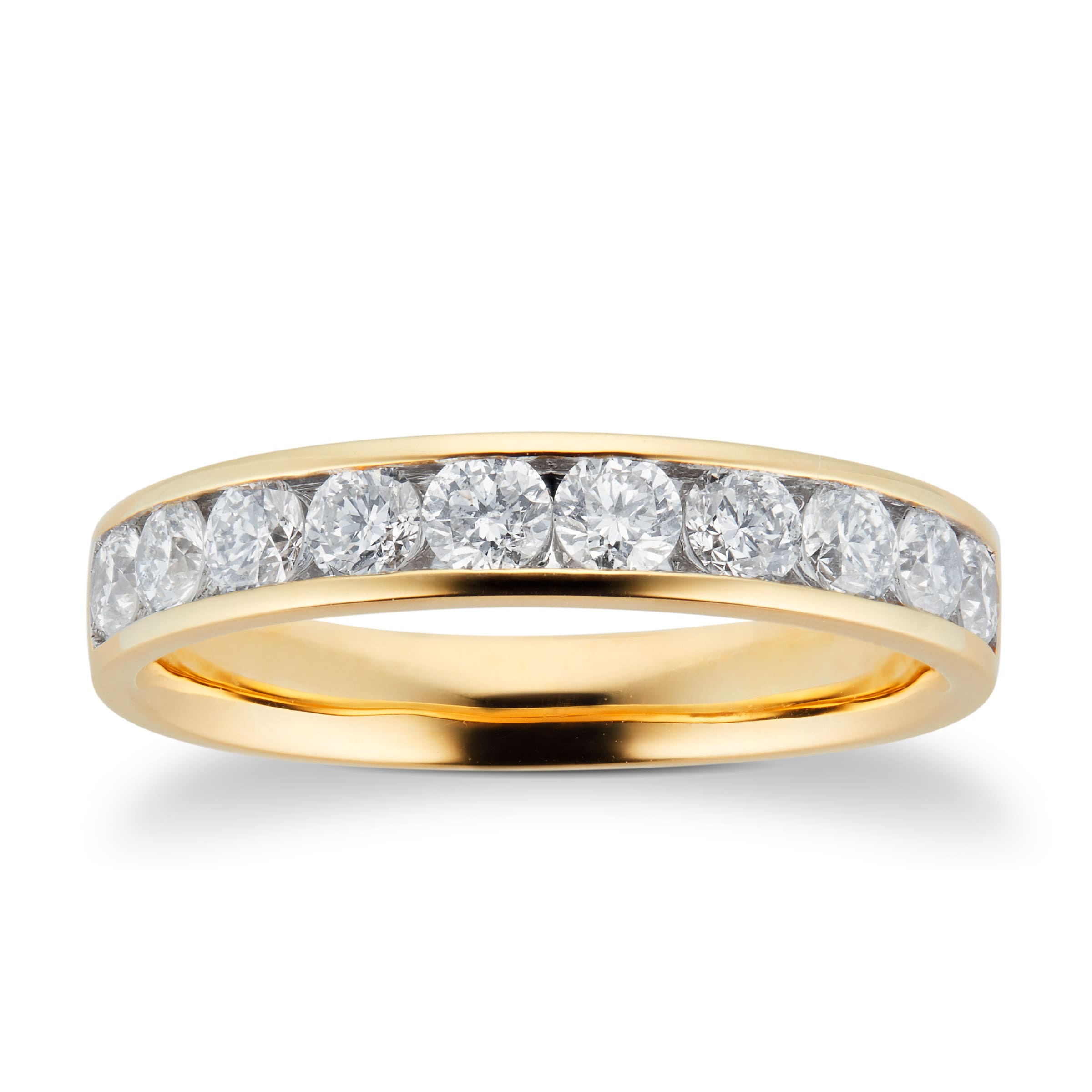 18ct Yellow Gold 0.75ct Brilliant Cut Goldsmiths Brightest Diamond Eternity Ring - Ring Size J