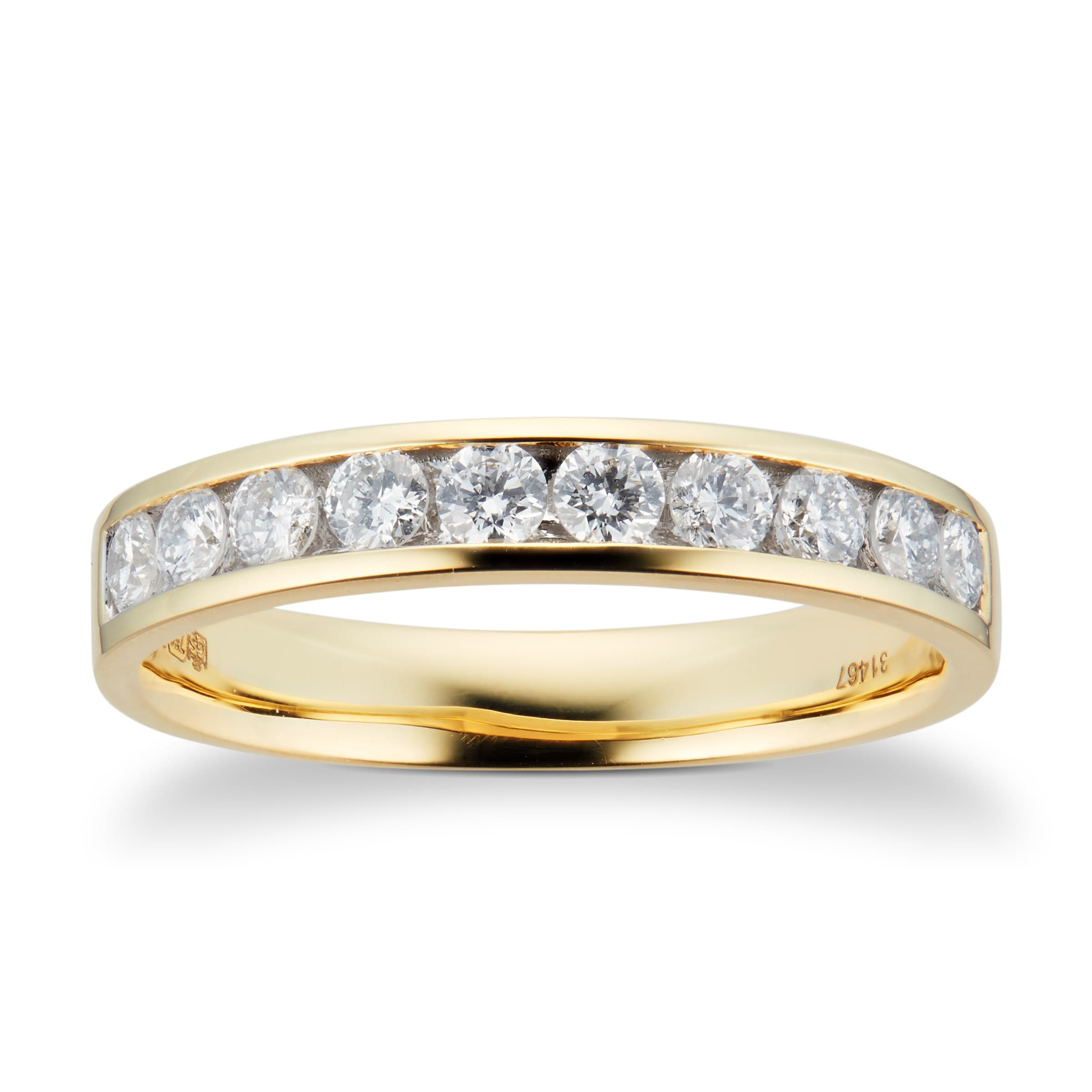 18ct Yellow Gold 0.50ct Brilliant Cut Goldsmiths Brightest Diamond Eternity Ring - Ring Size J