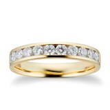 Goldsmiths 18ct Yellow Gold 0.50ct Brilliant Cut Goldsmiths Brightest Diamond Eternity Ring - Ring Size P