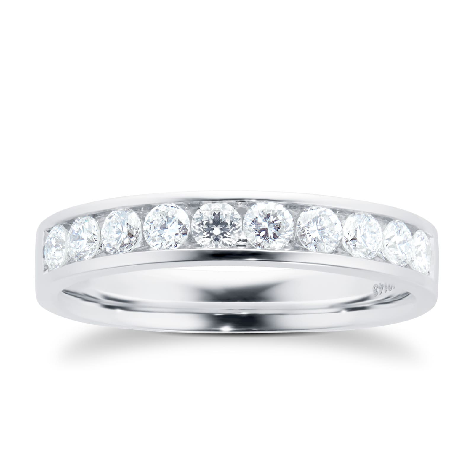 18ct White Gold 0.50ct Brilliant Cut Goldsmiths Brightest Diamond Eternity Ring - Ring Size K