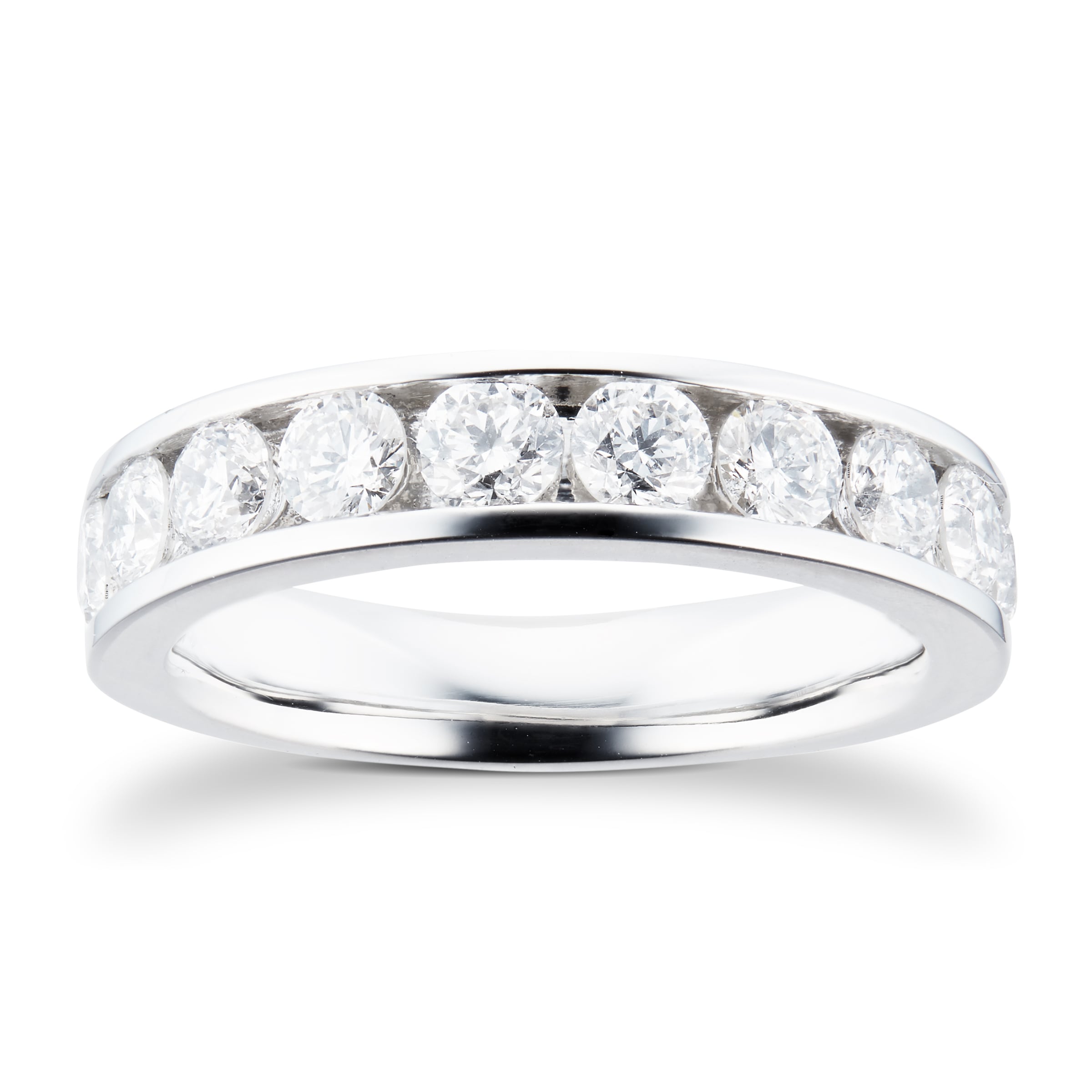 Platinum 1.50ct Brilliant Cut Goldsmiths Brightest Diamond Eternity Ring - Ring Size Q