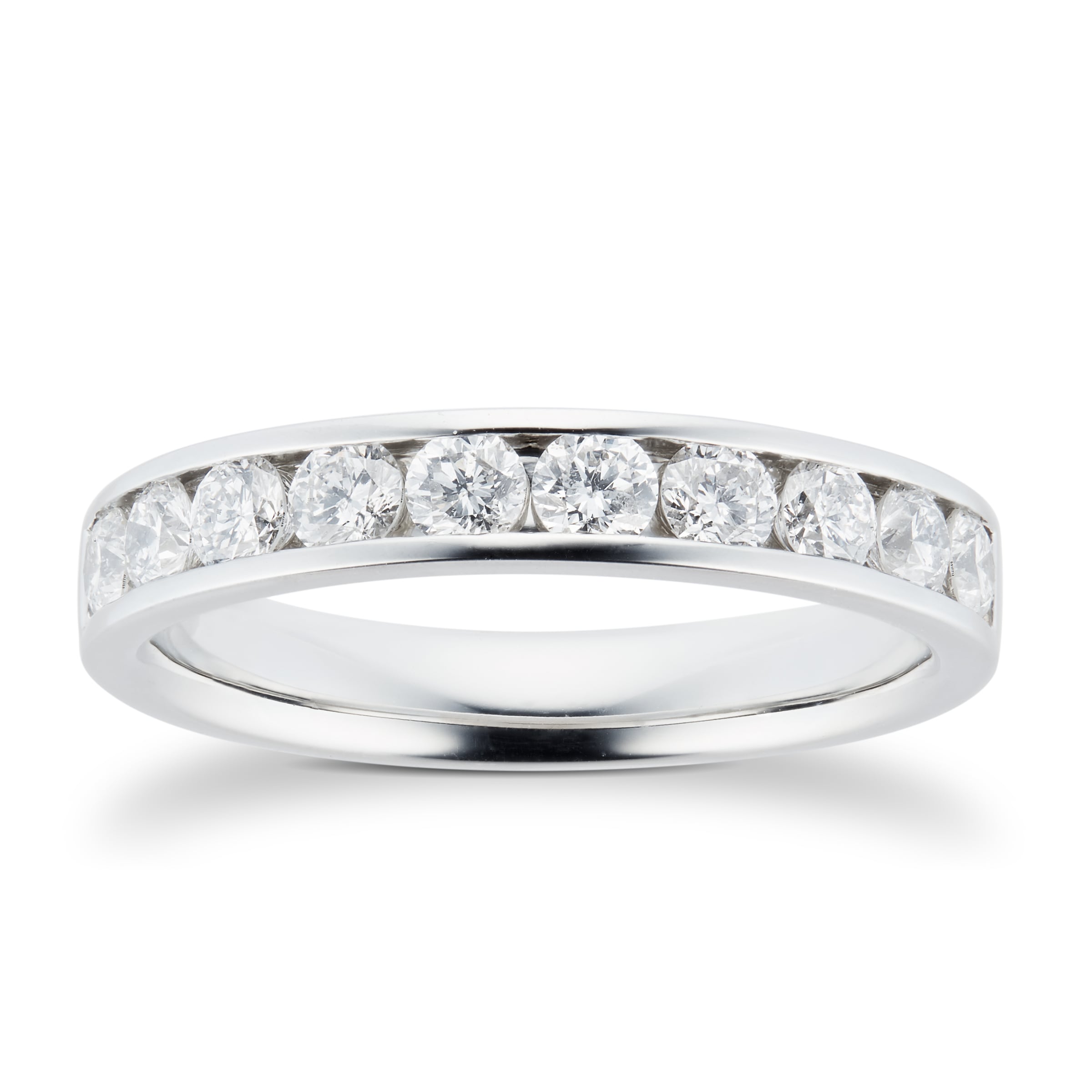 Platinum 0.75ct Brilliant Cut Goldsmiths Brightest Diamond Eternity Ring - Ring Size O