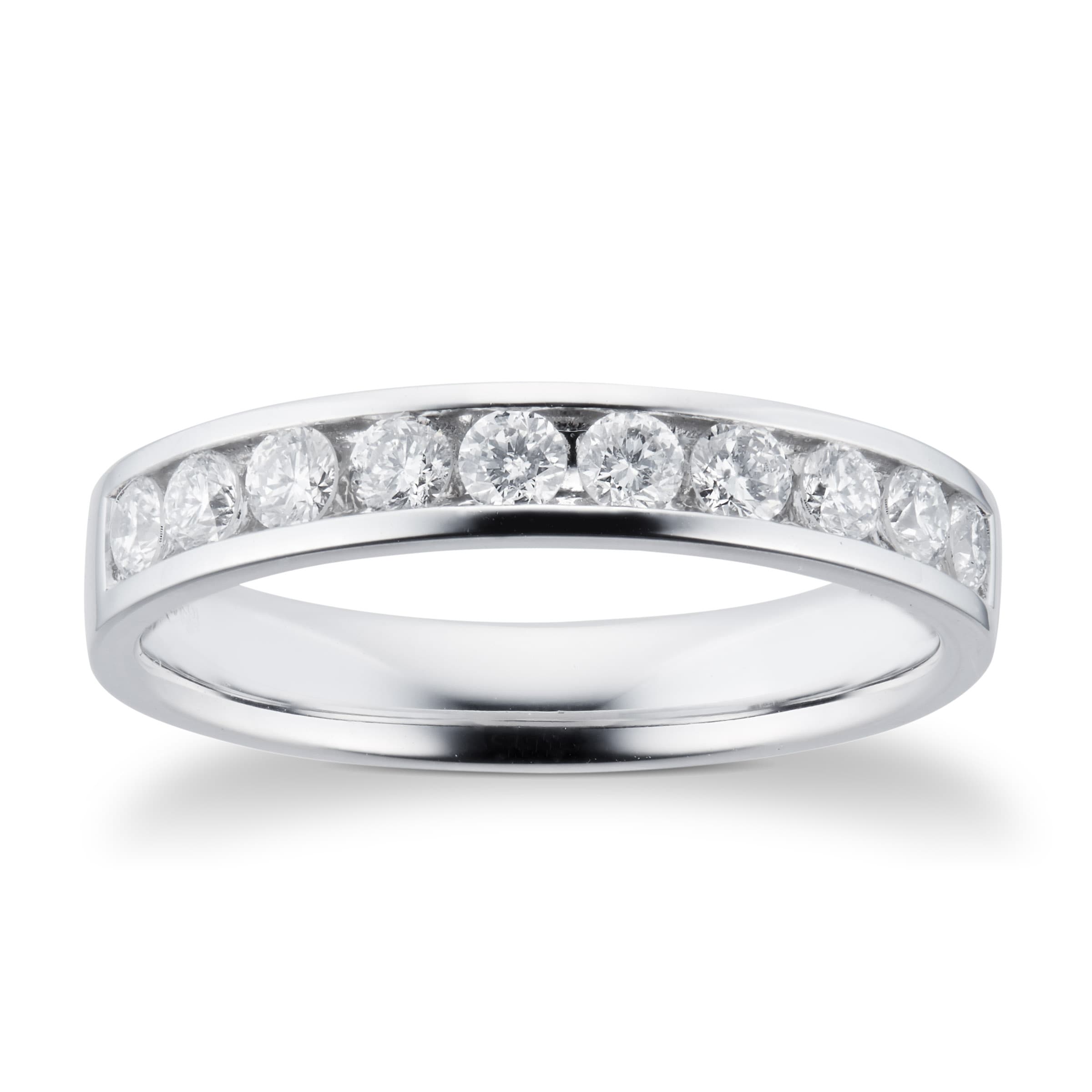 Platinum 0.50ct Brilliant Cut Goldsmiths Brightest Diamond Eternity Ring - Ring Size N