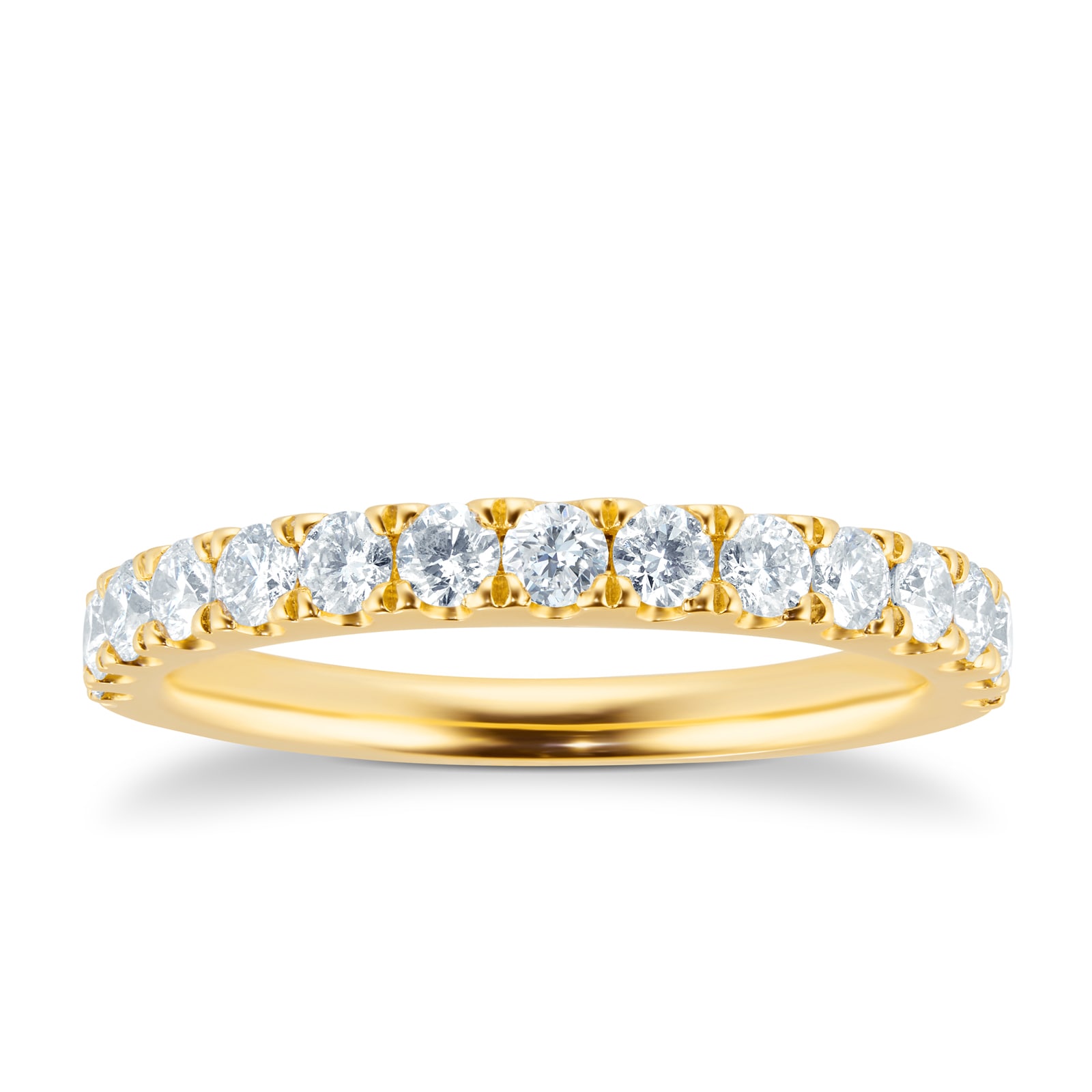 18ct Yellow Gold 0.50ct Goldsmiths Brightest Diamond Claw Set Eternity Ring - Ring Size O
