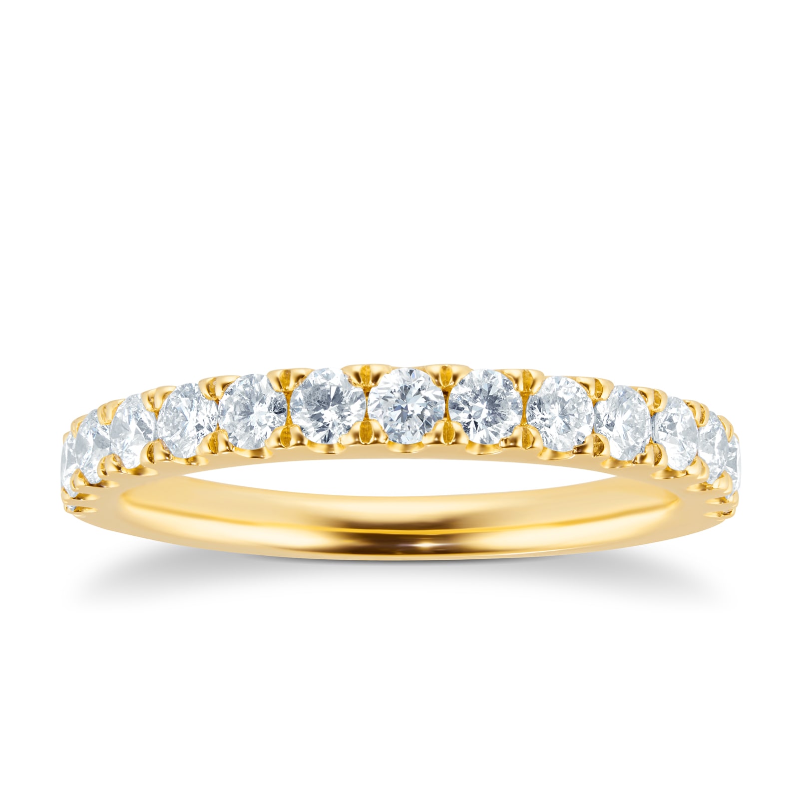 Goldsmiths 18ct Yellow Gold 0.50ct Goldsmiths Brightest Diamond Claw Set Eternity Ring