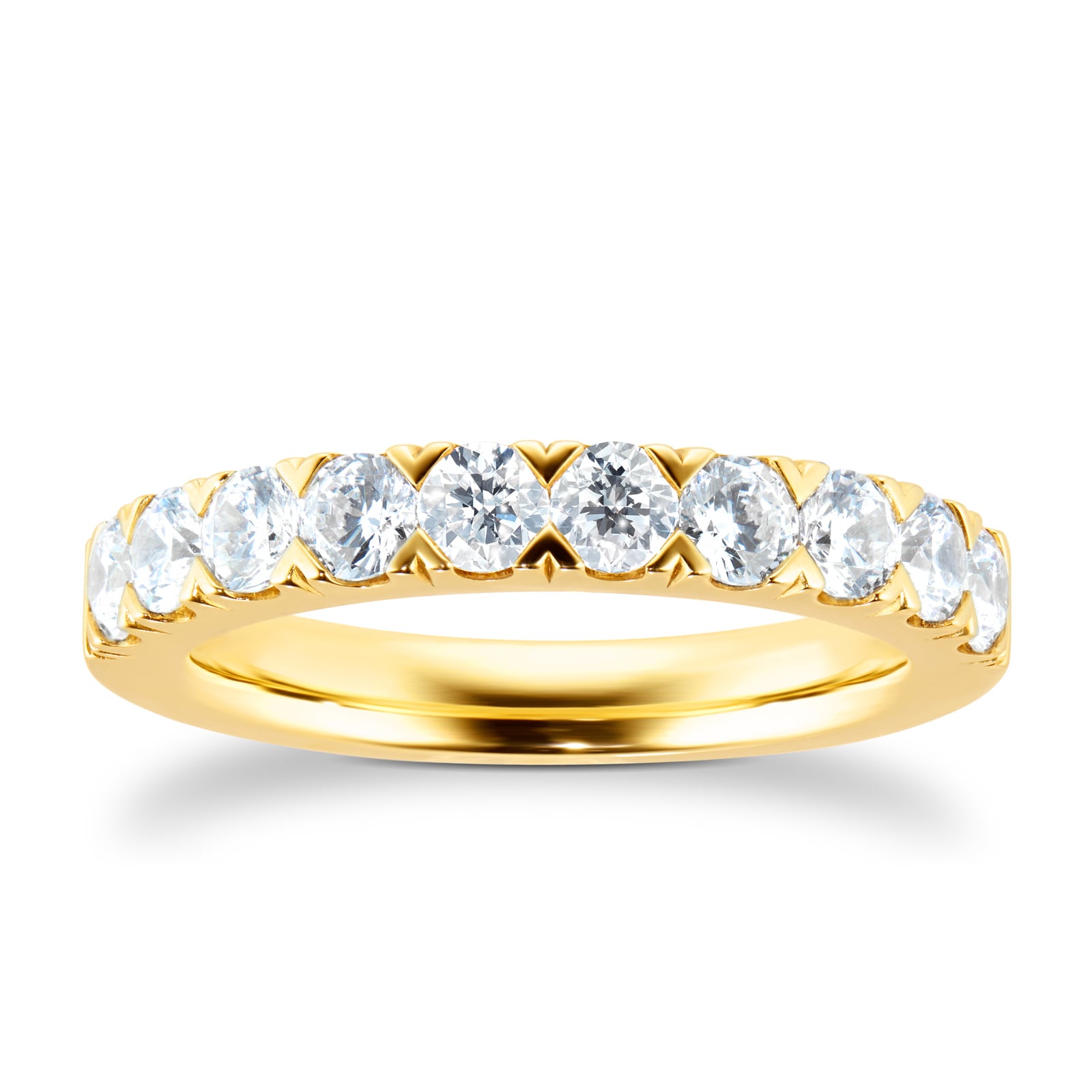 18ct Yellow Gold 1.00ct Goldsmiths Brightest Diamond Claw Set Eternity Ring - Ring Size P
