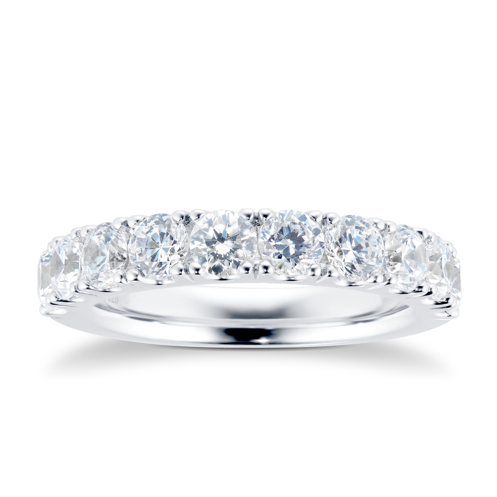 Platinum 1.50ct Goldsmiths Brightest Diamond Claw Set Eternity Ring - Ring Size I