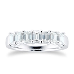 06506564 - Platinum 1.00ct Diamond 7 Stone Emerald Cut Half Eternity Ring