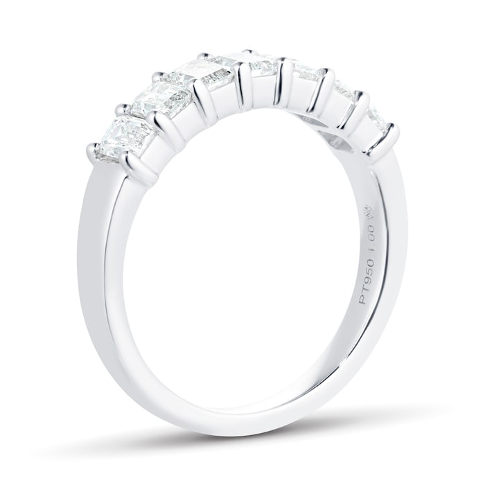 Mappin&Webb Platinum 1.00ct Diamond 7 Stone Emerald Cut Half Eternity Ring