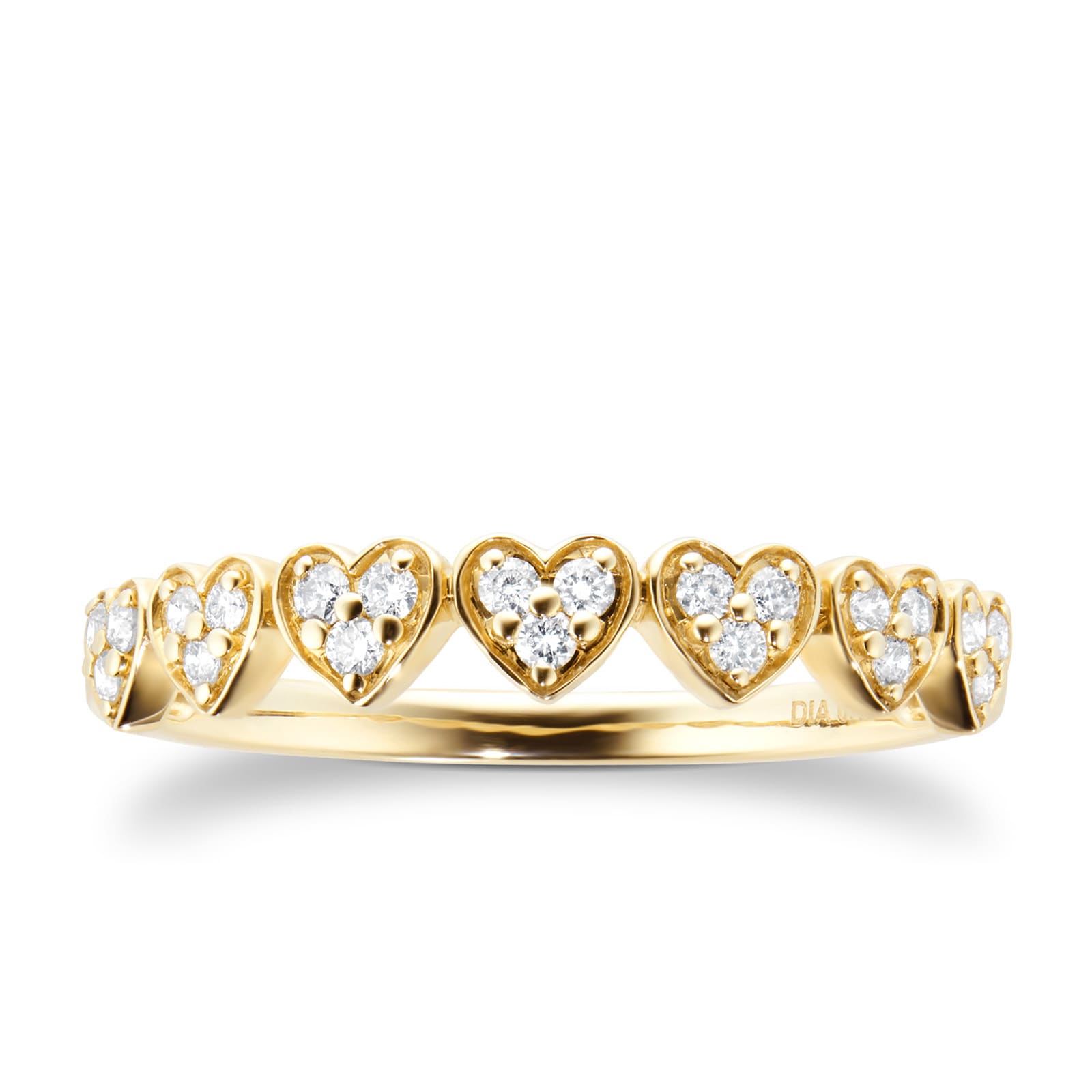 Goldsmiths 9ct Yellow Gold 0.18ct Diamond Heart Motif Eternity Ring Goldsmiths 9ct Yellow Gold 0.18ct Diamond Heart Motif Eternity Ring
