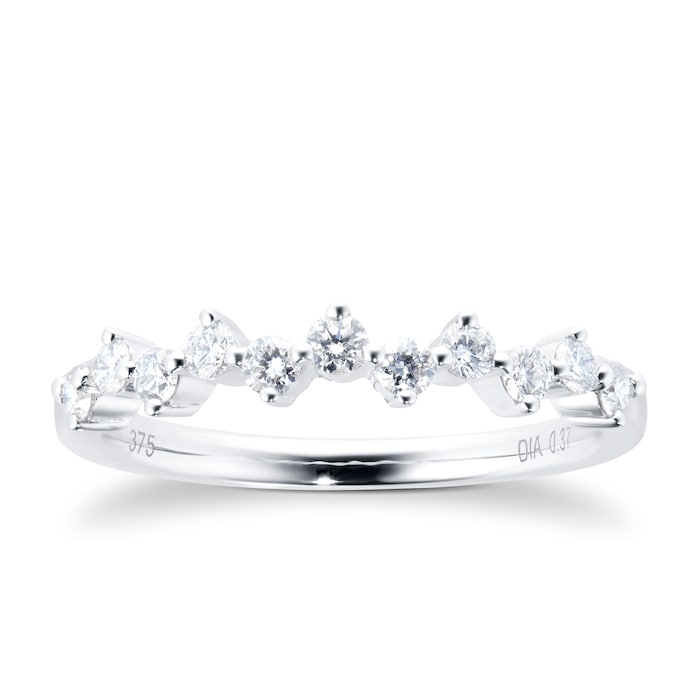 Goldsmiths 9ct White Gold 0.37ct Diamond Scatter Eternity Ring - Ring Size N