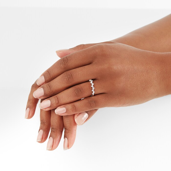Goldsmiths 9ct White Gold 0.37ct Diamond Scatter Eternity Ring - Ring Size N