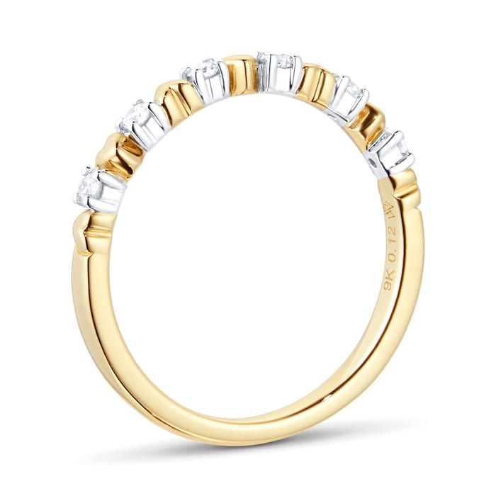 Goldsmiths 9ct Gold Two Tone 0.12ct Diamond Heart Eternity Ring