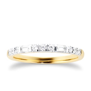 Goldsmiths 9ct Yellow Gold Mixed Cut 0.25ct Eternity Ring