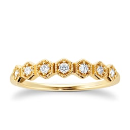 06506573 - 9ct Yellow Gold 0.15ct Diamond Milgrain Honeycomb Eternity Ring