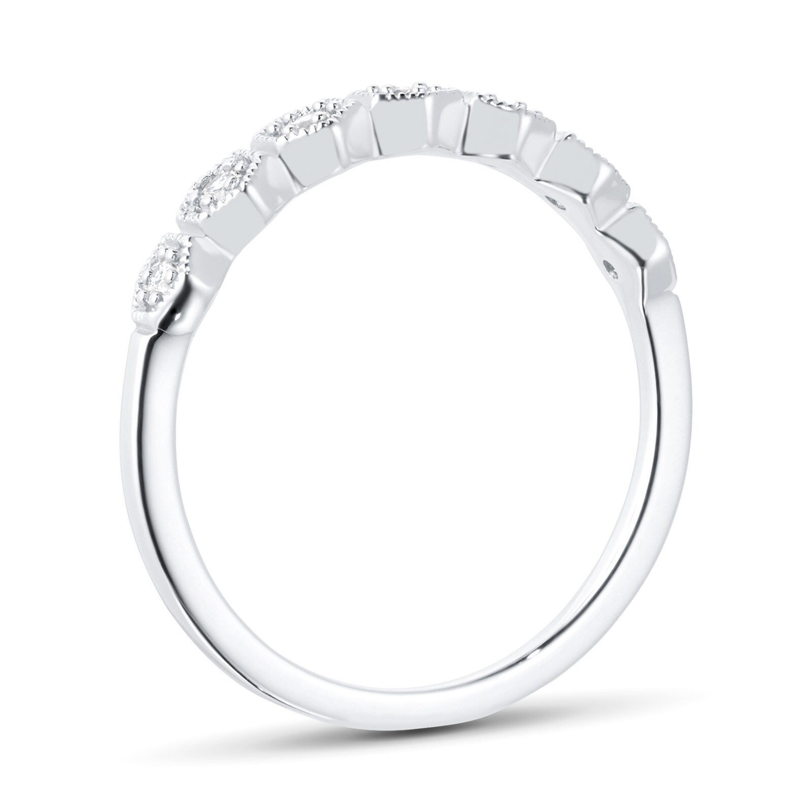 Goldsmiths 9ct White Gold 0.15ct Diamond Milgrain Honeycomb Eternity Ring Goldsmiths 9ct White Gold 0.15ct Diamond Milgrain Honeycomb Eternity Ring
