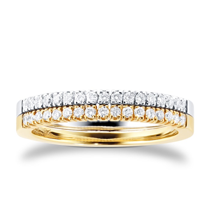 Goldsmiths 9ct White & Yellow Gold 0.34ct Diamond 2 Row Eternity Ring