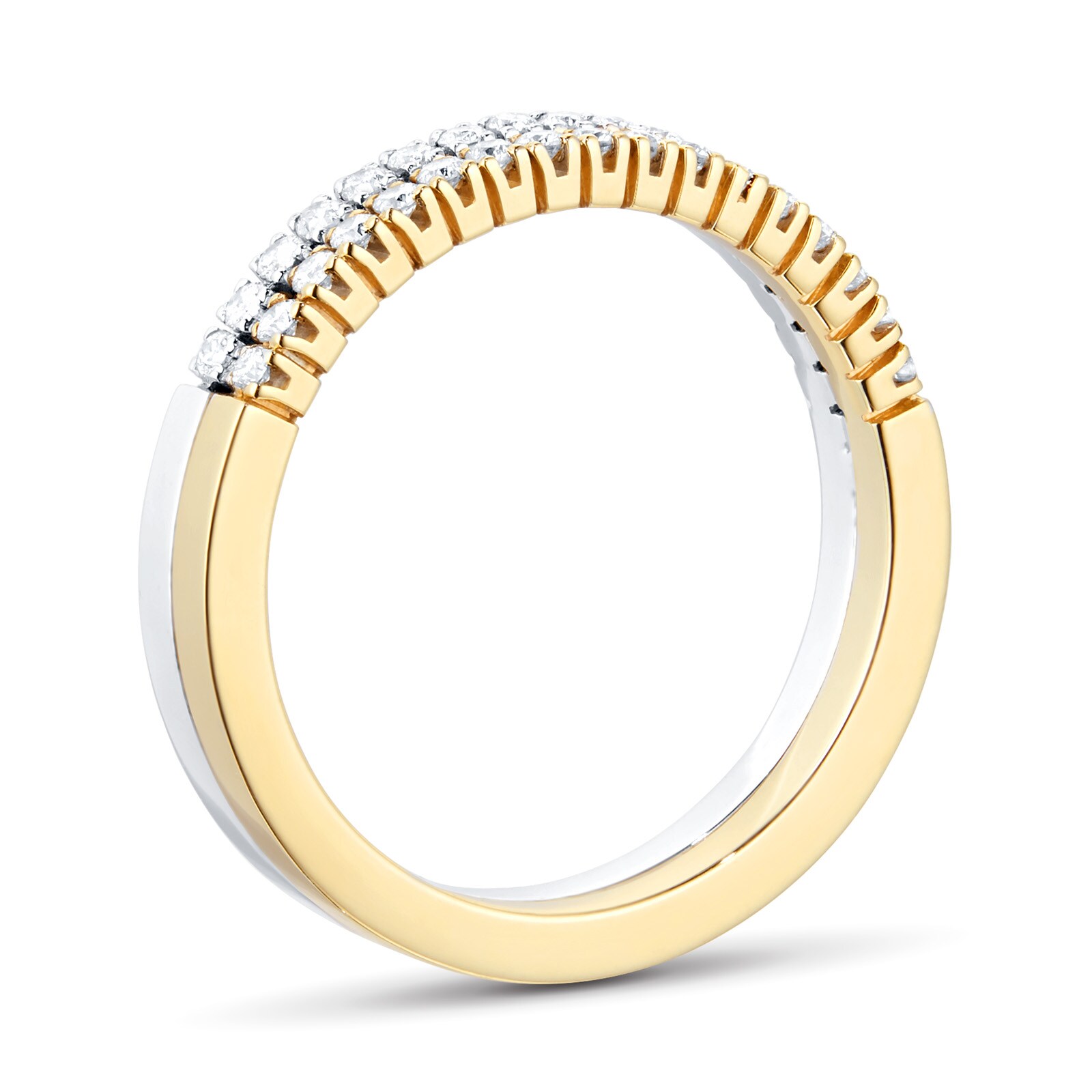 Goldsmiths 9ct White & Yellow Gold 0.34ct Diamond 2 Row Eternity Ring - Ring Size K