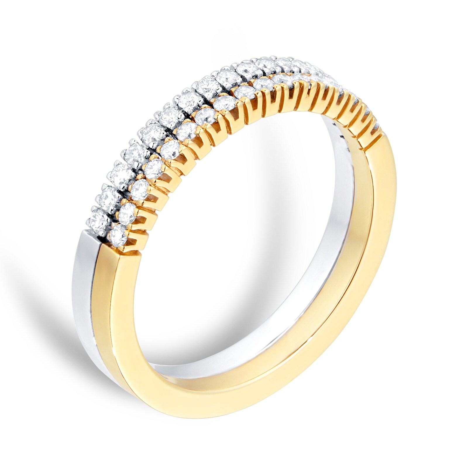Goldsmiths 9ct White & Yellow Gold 0.34ct Diamond 2 Row Eternity Ring - Ring Size K