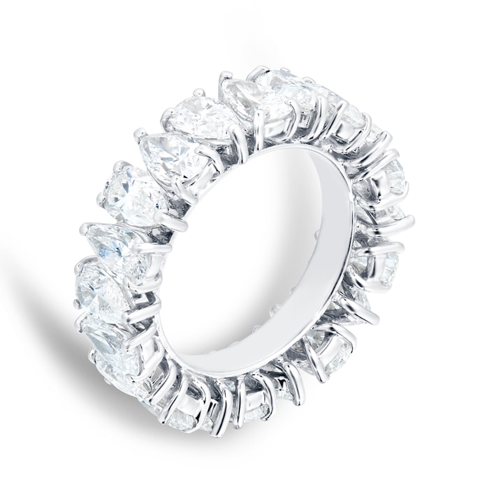 Mappin & Webb 18ct White Gold 6.33ct Pear Cut Diamond Eternity Ring - Ring Size K