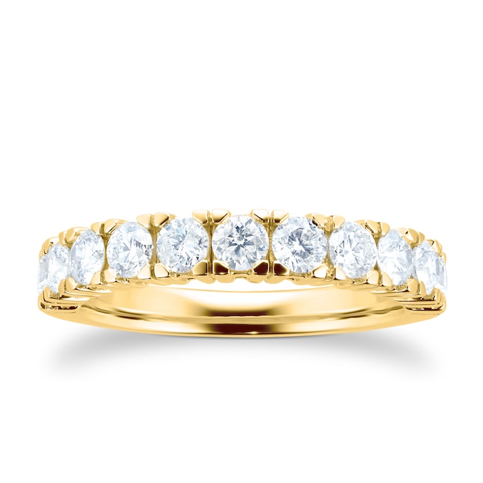 Goldsmiths 18ct Yellow Gold 1.00ct Claw Set Half Eternity Ring