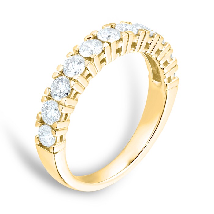 Goldsmiths 18ct Yellow Gold 1.00ct Claw Set Half Eternity Ring - Ring Size J