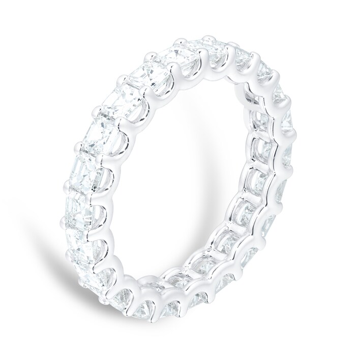 Mappin & Webb 18ct White Gold 2.73ct Asscher Cut Diamond Full Eternity Ring