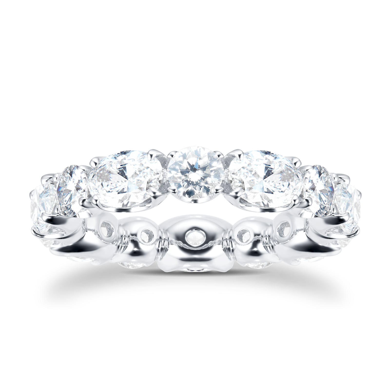 18ct White Gold 4.37ct Oval & Round Cut Diamond Eternity Ring - Ring Size I