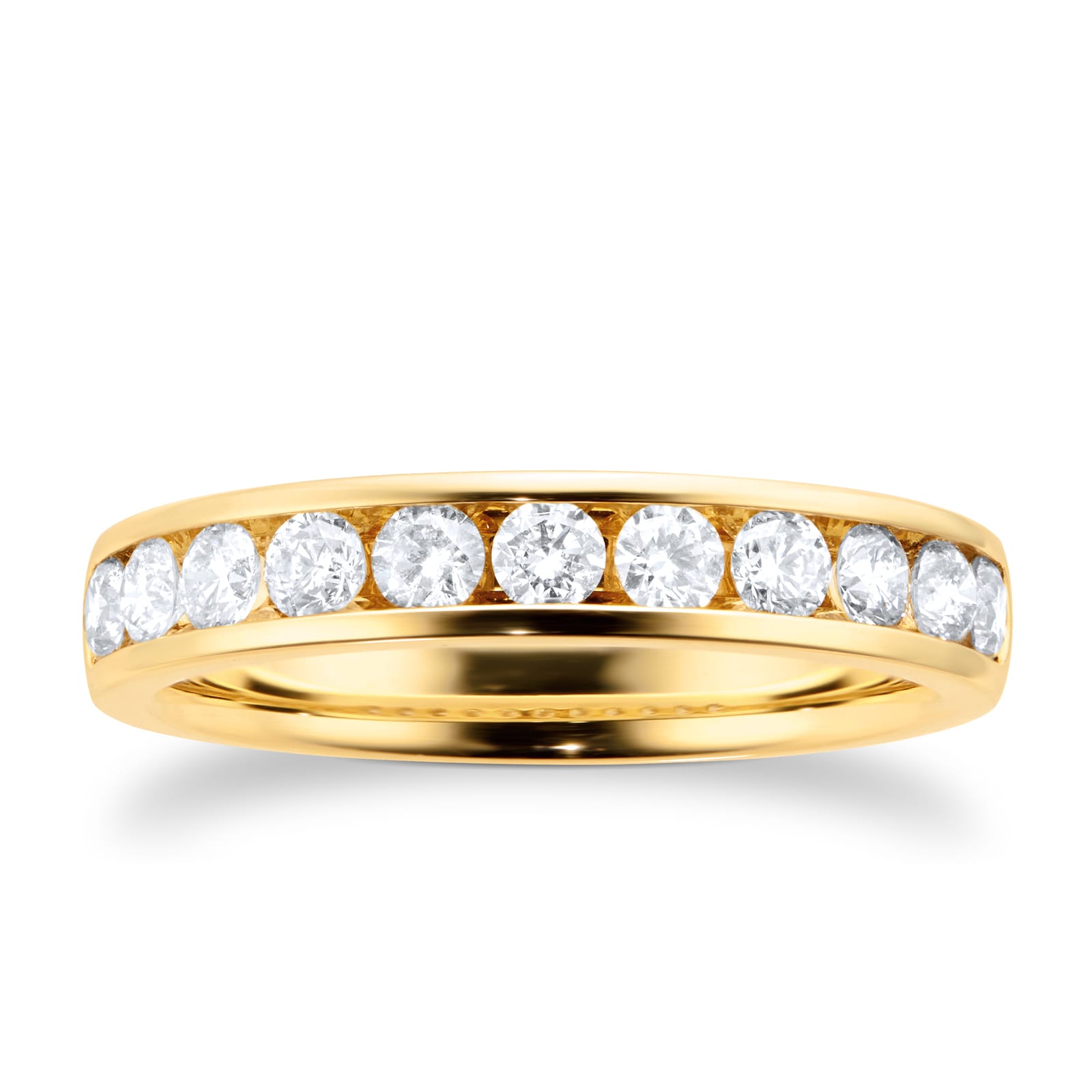 18ct Yellow Gold 0.70cttw Diamond 11 Stone Channel Set Eternity Ring - Ring Size N