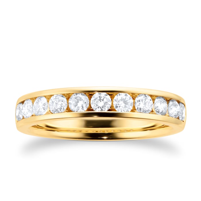 Goldsmiths 18ct Yellow Gold 0.70cttw Diamond 11 Stone Channel Set Eternity Ring