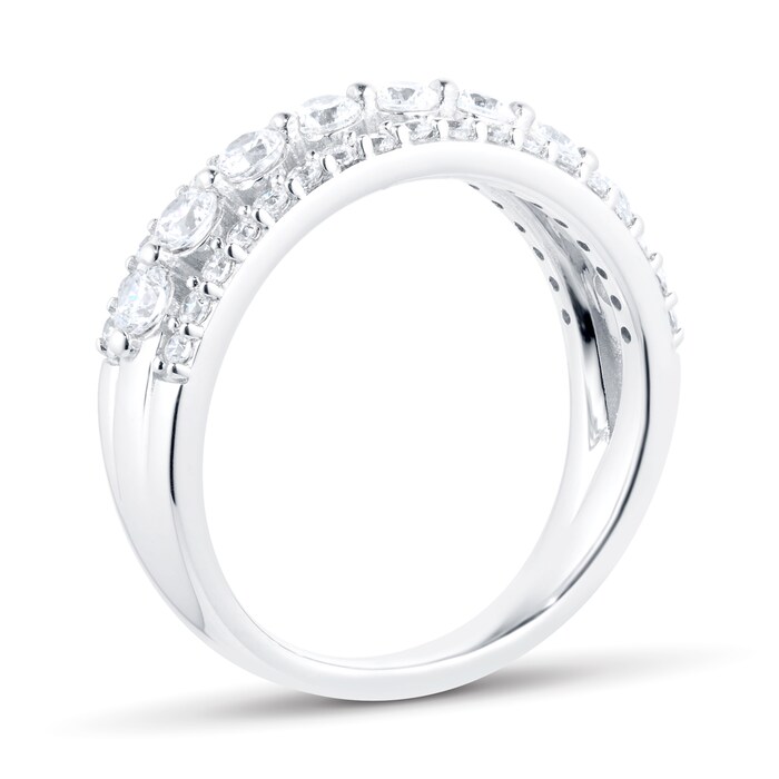 Goldsmiths 18ct White Gold 1cttw Diamond 3 row Eternity Ring - Ring Size J