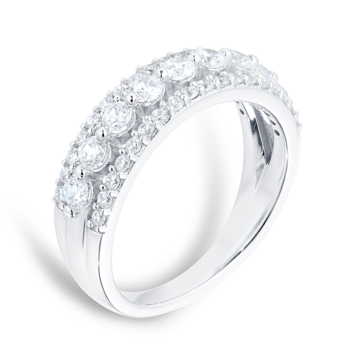Goldsmiths 18ct White Gold 1cttw Diamond 3 row Eternity Ring - Ring Size J