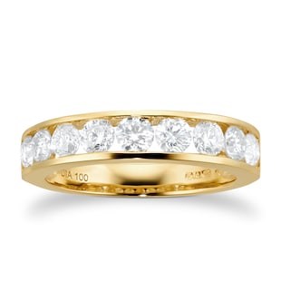 Goldsmiths 18ct Yellow Gold 1.00ct Diamond Channel Set Half Eternity Ring